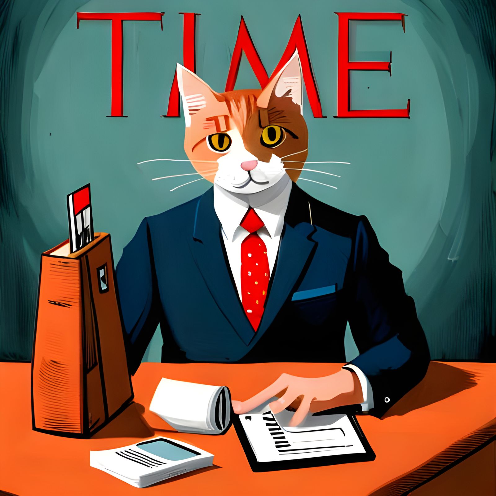 Cat Accountant on Magazine Cover