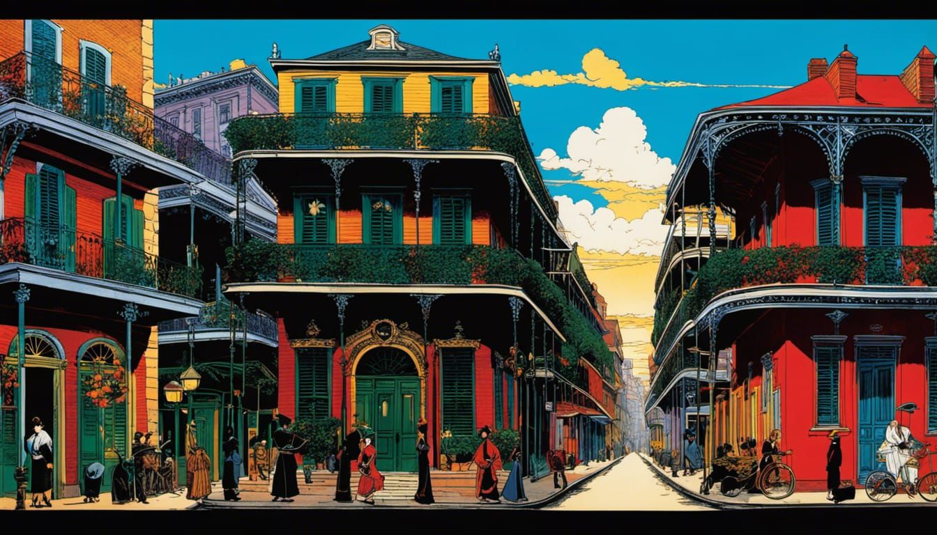 New Orleans Street Scene in Vibrant Colors