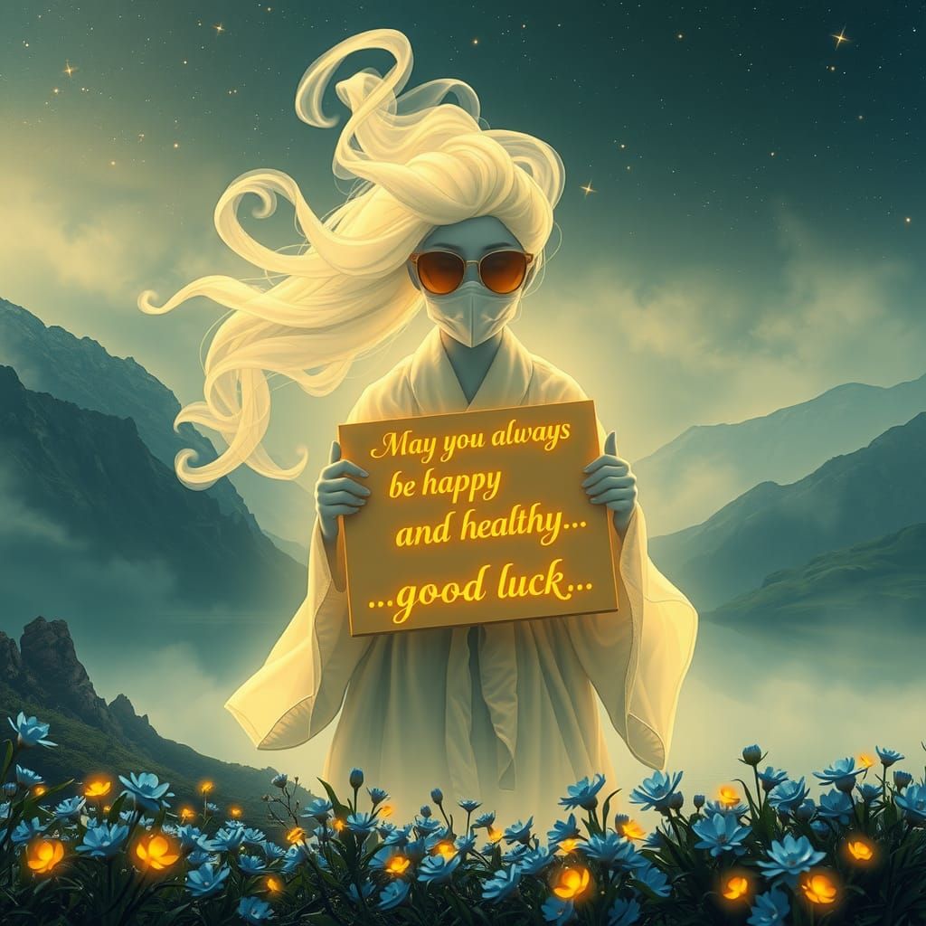 Mystical Smoke Girl with Glowing Wish