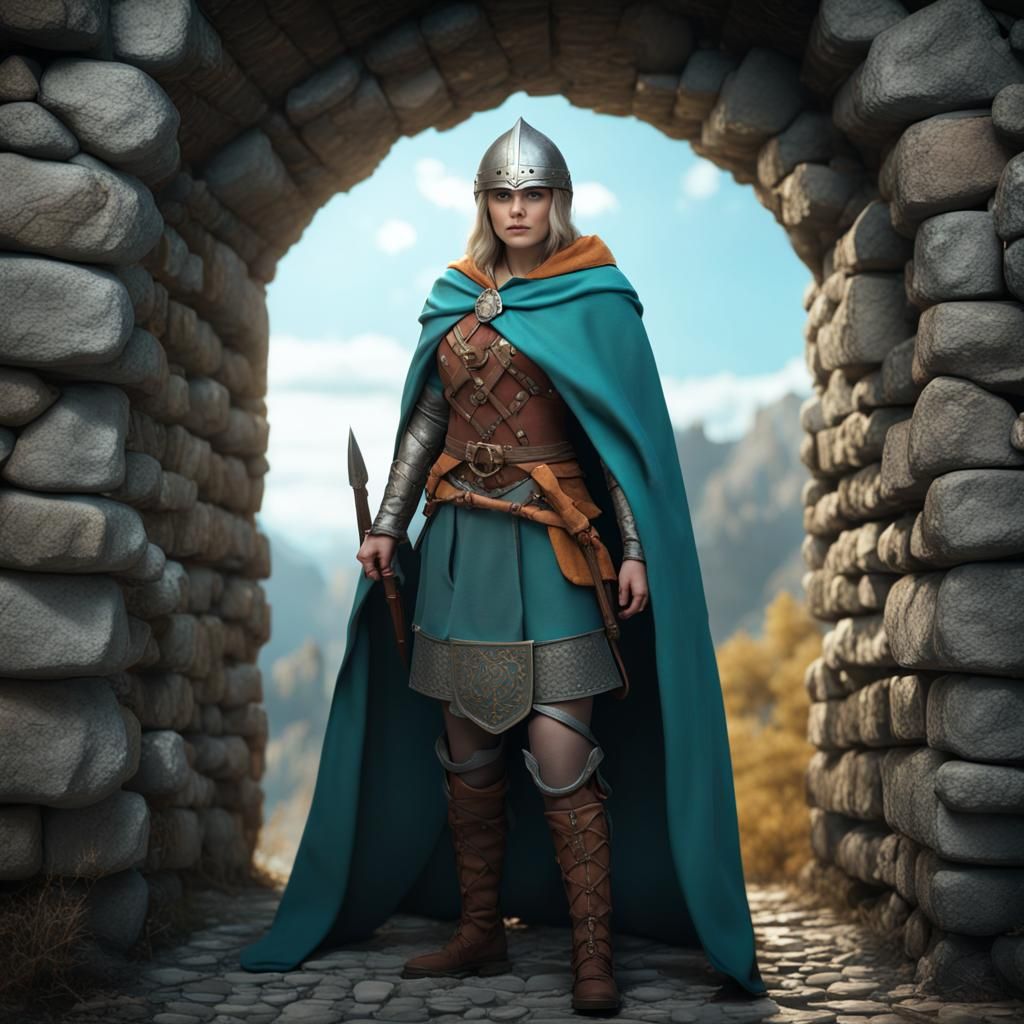 Medieval Soldier with Viking Helmet in Fantasy Art