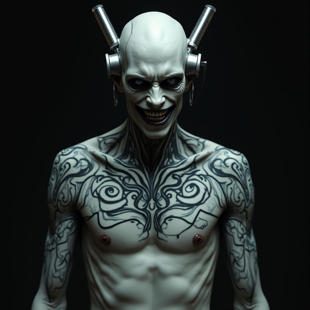 Cybernetic Warrior in Dark Futuristic Aesthetic