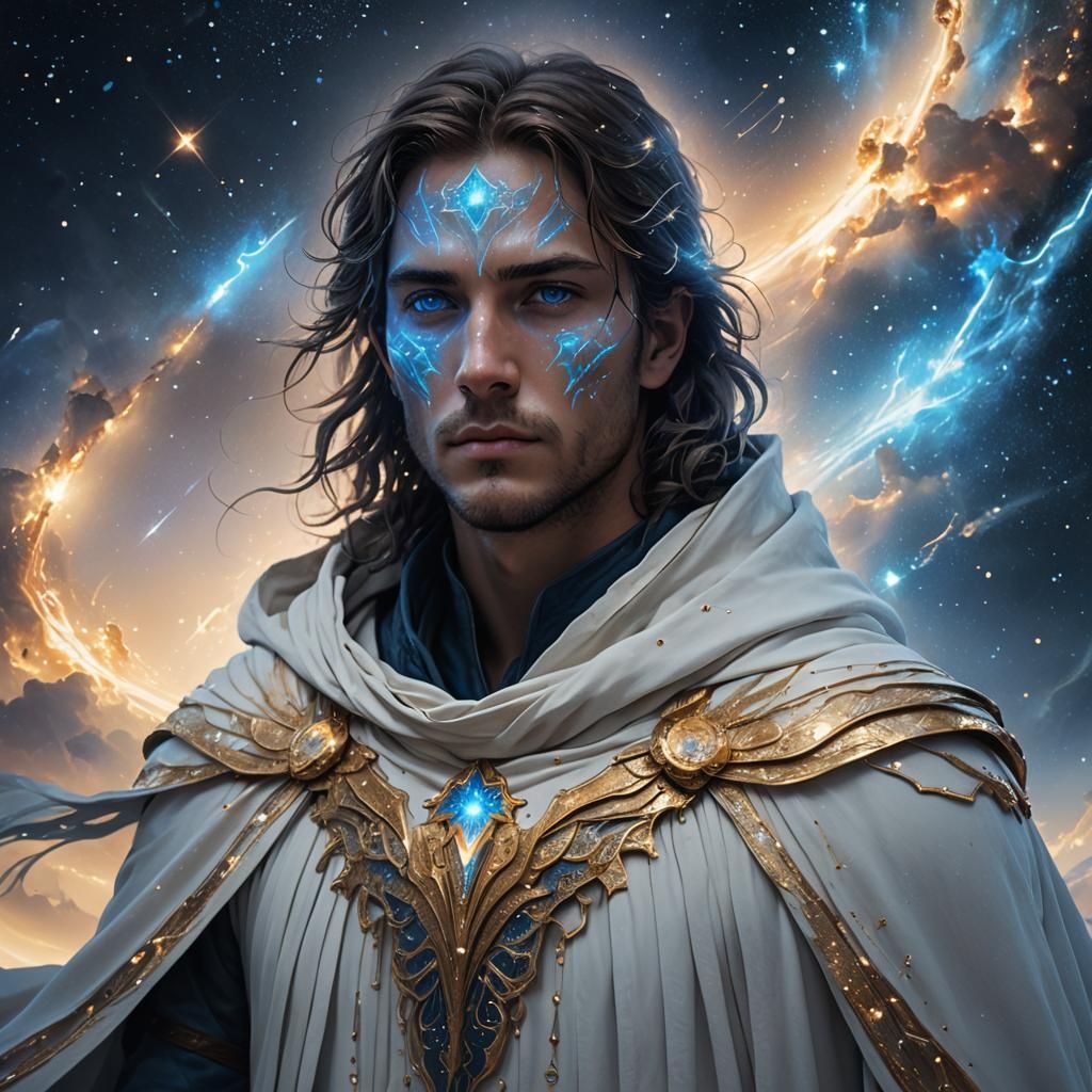 Celestial Guardian in Dreamlike Landscape