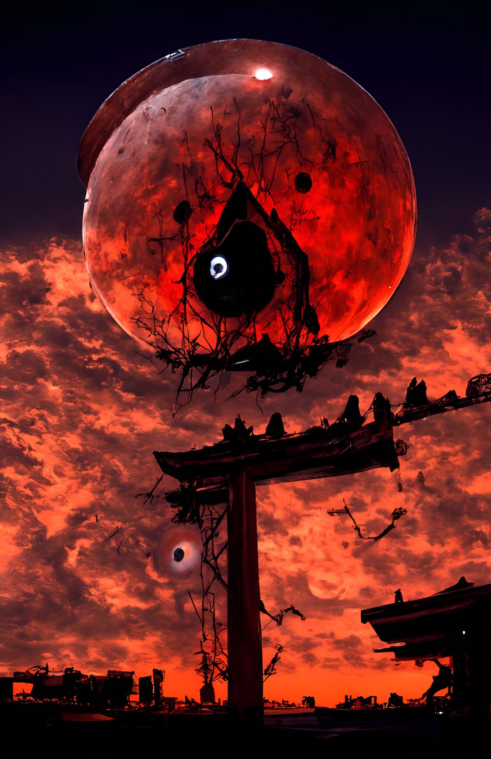 Terrifying Void Landscape with Sharingan Moon