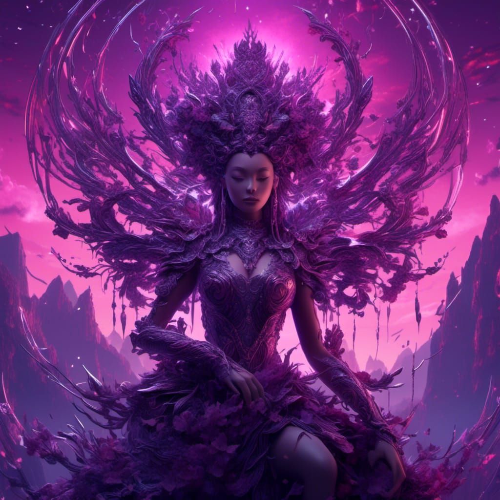 Abstract Purple, Black, and Silver Fantasy Art