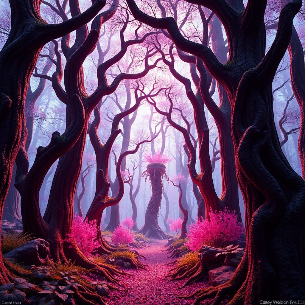 Psychedelic Forest Hallucination in Ornate Detail