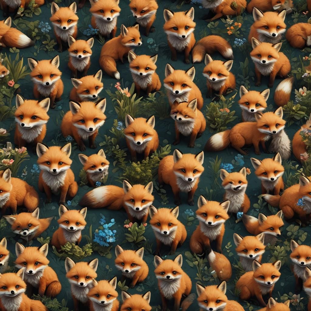Adorable Baby Foxes in Detailed Matte Painting