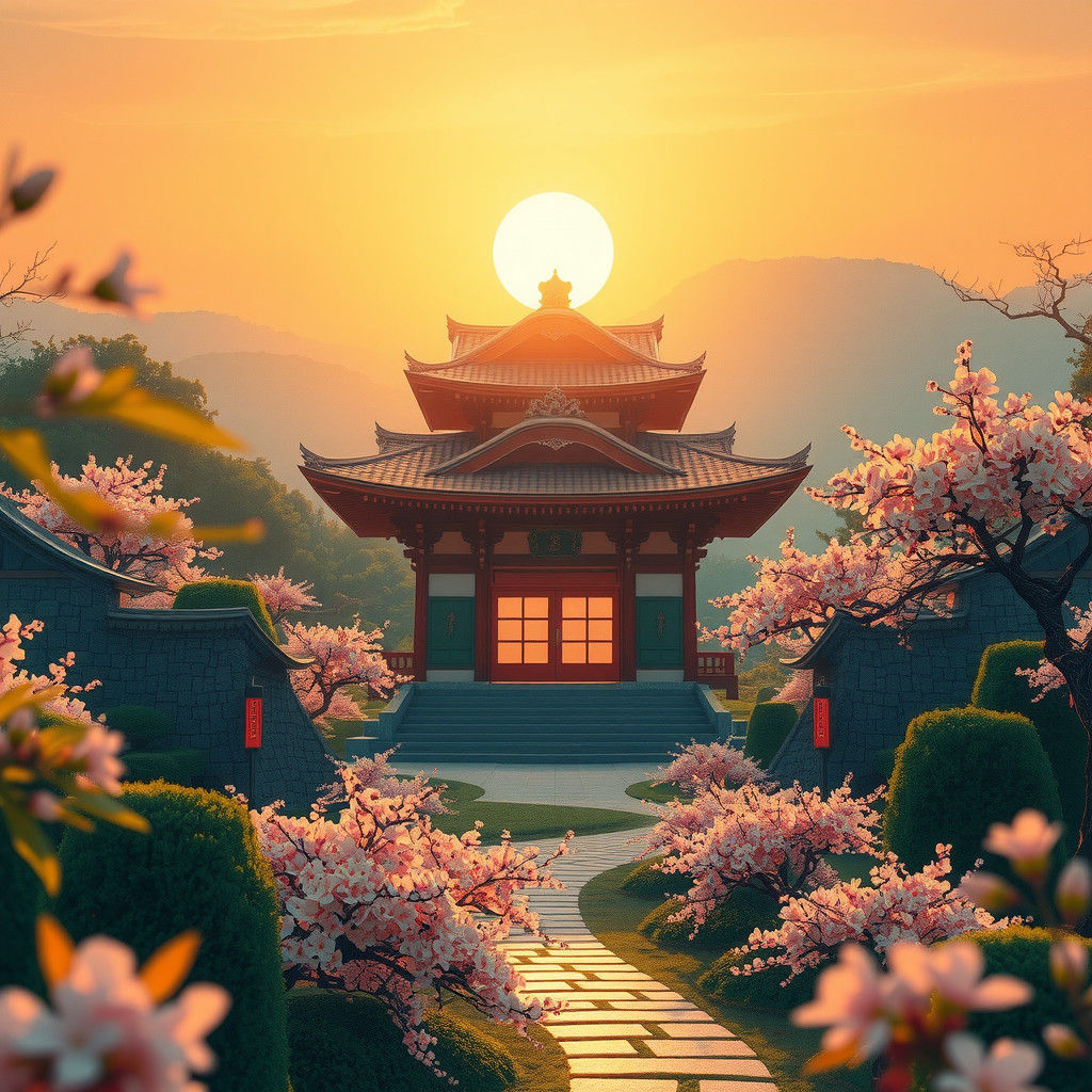 Ethereal Ishimi Unara Shrine in Japanese Landscape