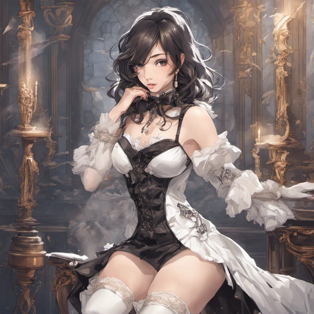 Woman in Corset Dress: Splash Art Style