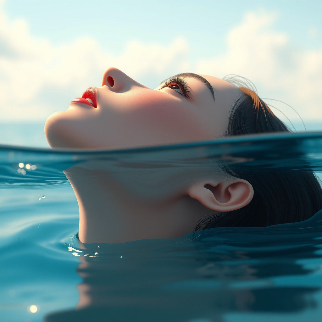 Woman Gasping for Air: Anime-Inspired 3D Art