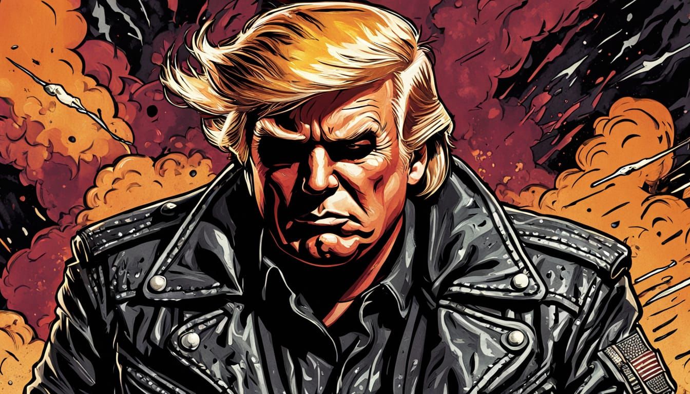 Donald Trump as Punk Rock Bounty Hunter in Noir Comic
