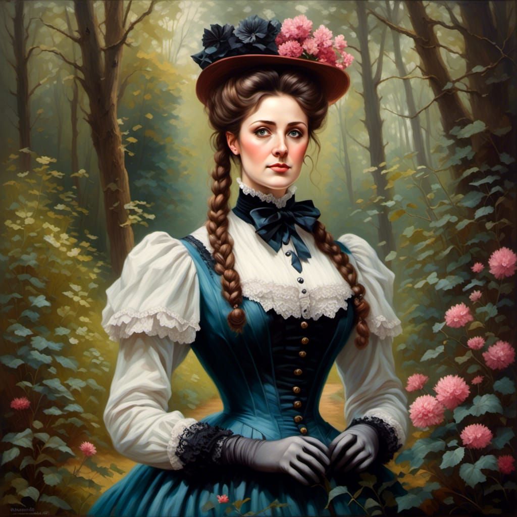 Victorian Woman in Gloves Portrait