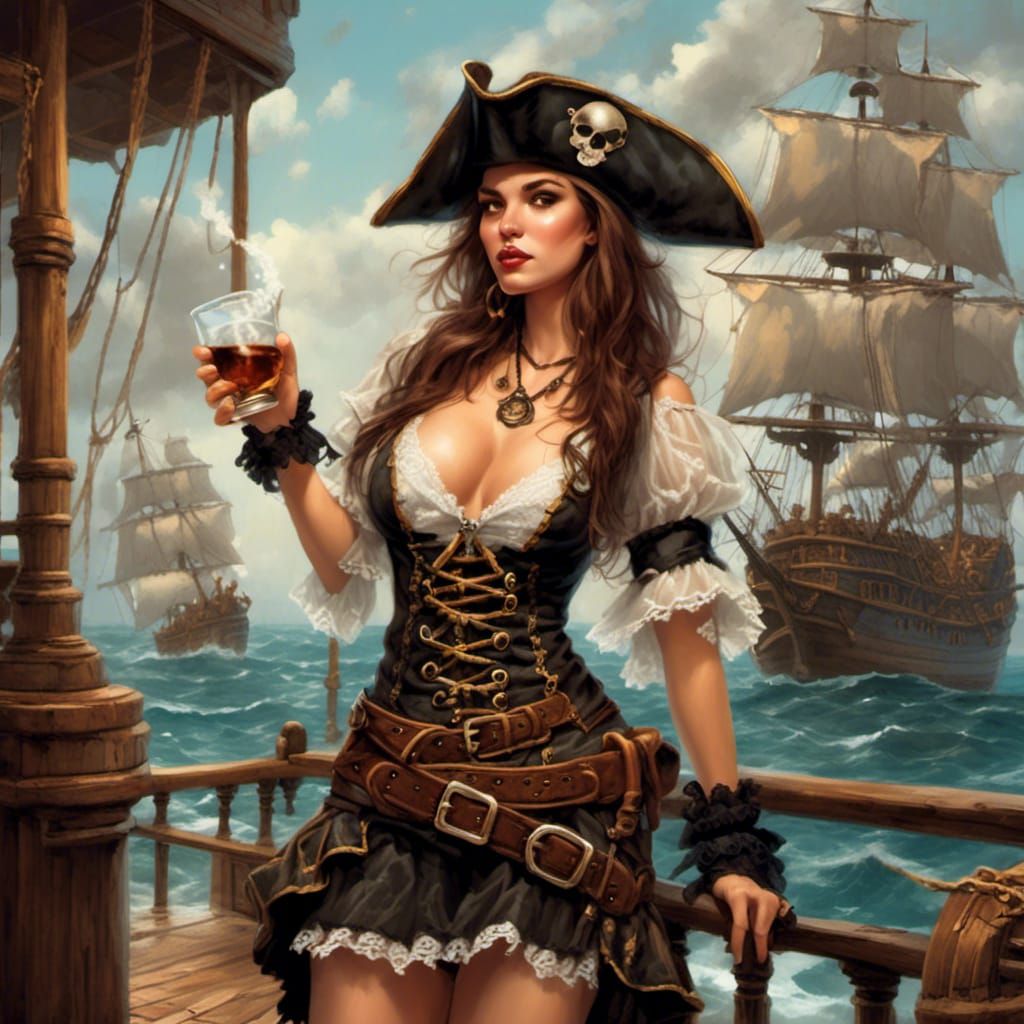 Drunk Pirate Girl in Lace Dress