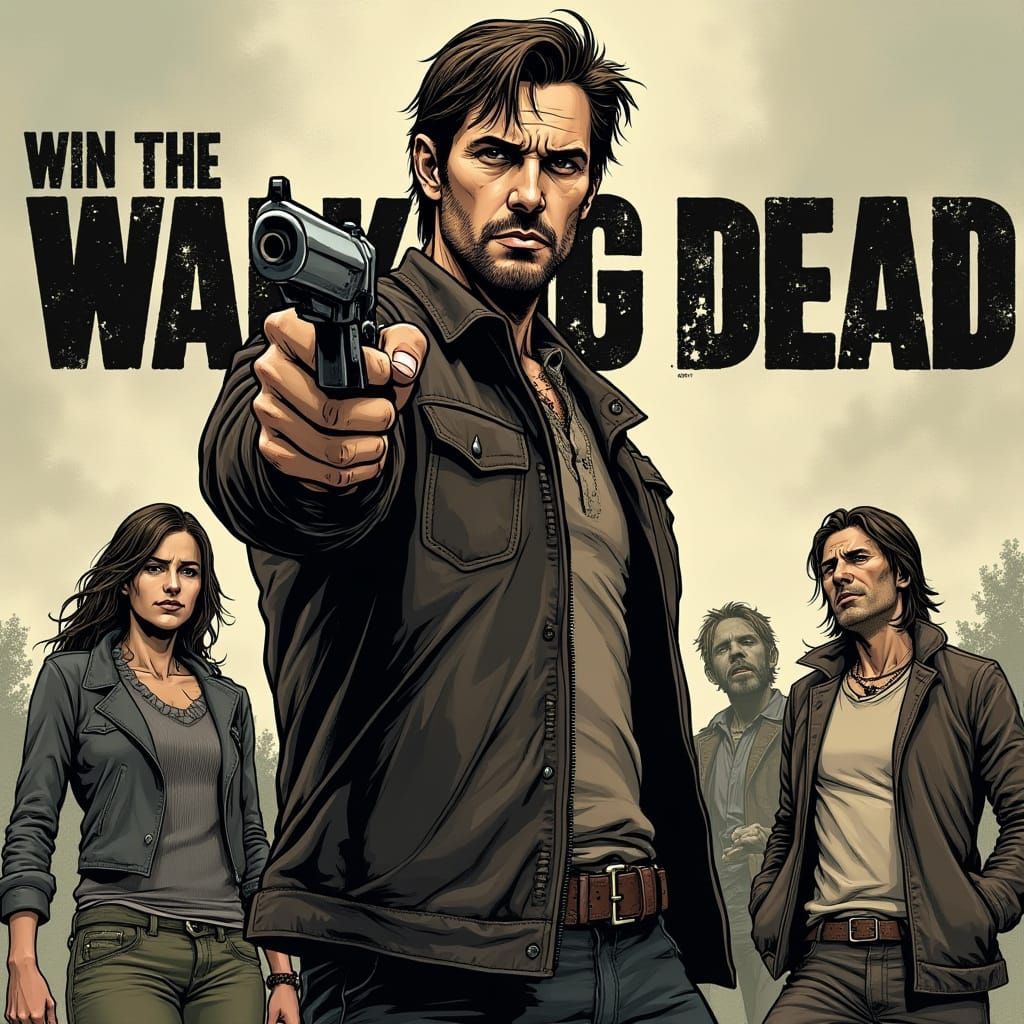 Rick Grimes Protects Family: Comic Book Style