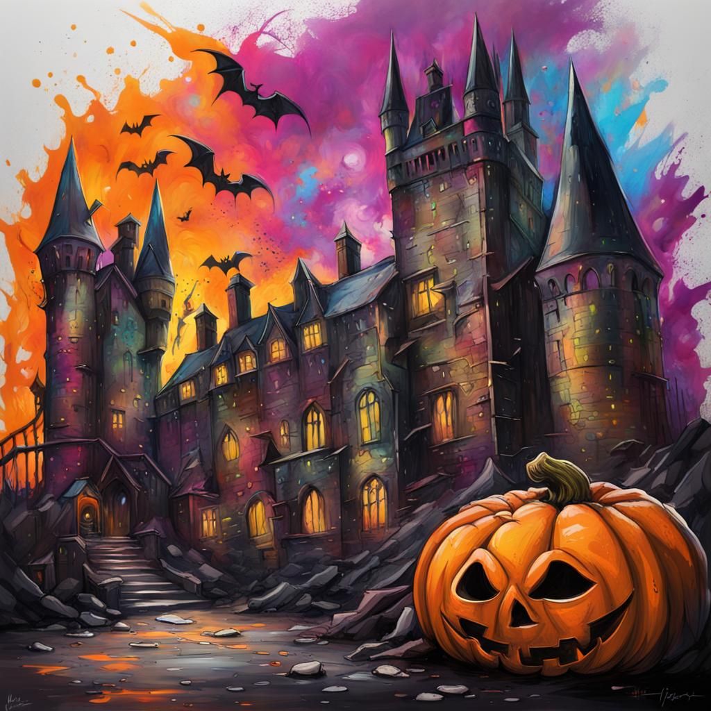 Halloween at Hogwarts Graffiti Art