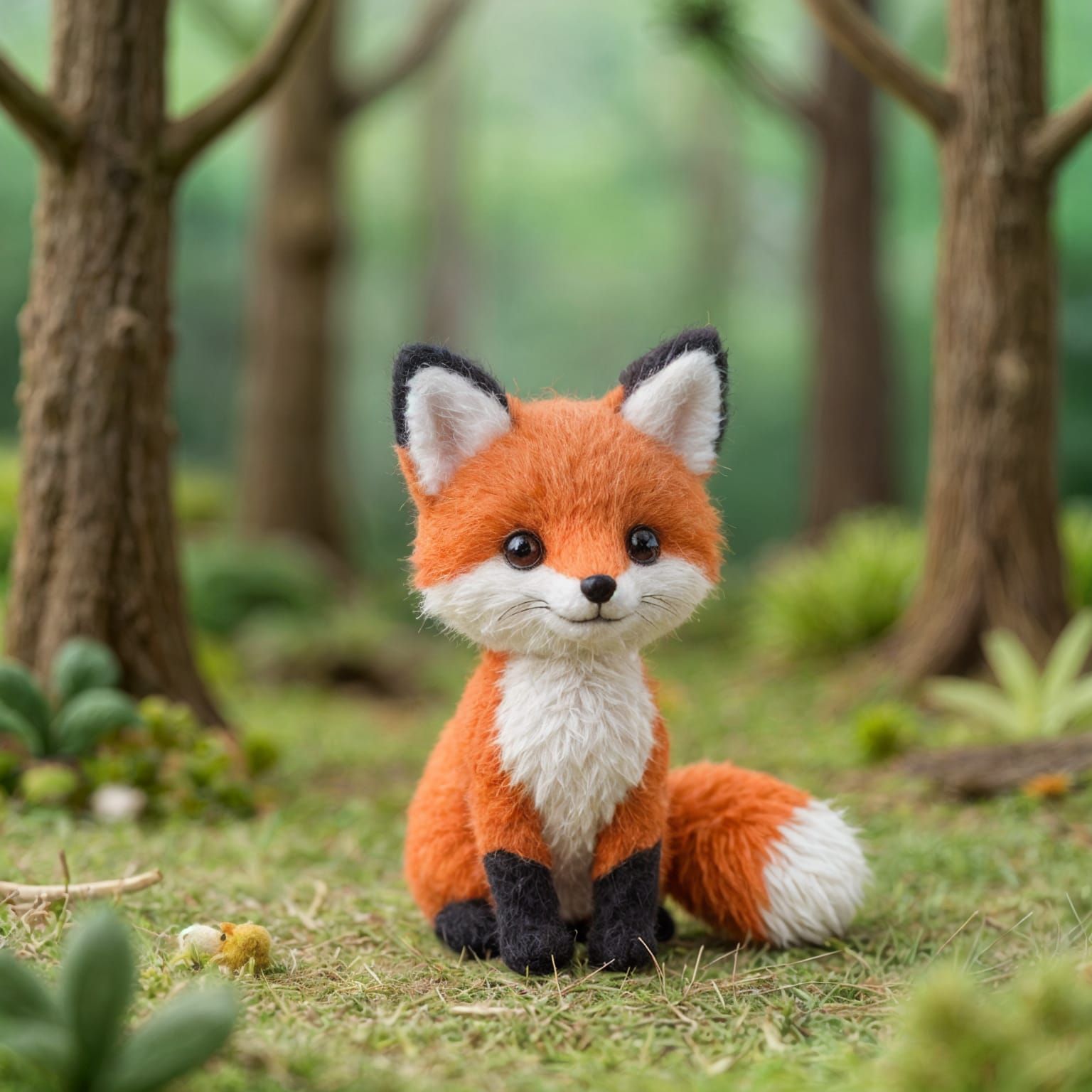 Cute Needlefelt Fox in Needlefelt Forest
