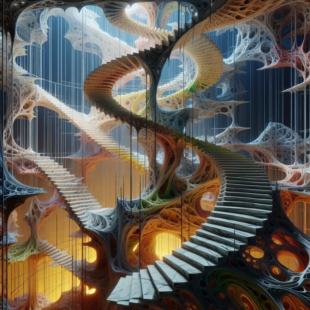 Organic Escher Staircase with Inner Light