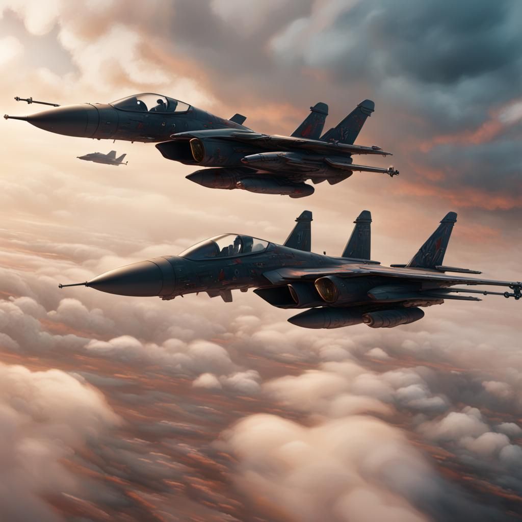 Fighter Jets Skywriting I Love You in Fantasy Art