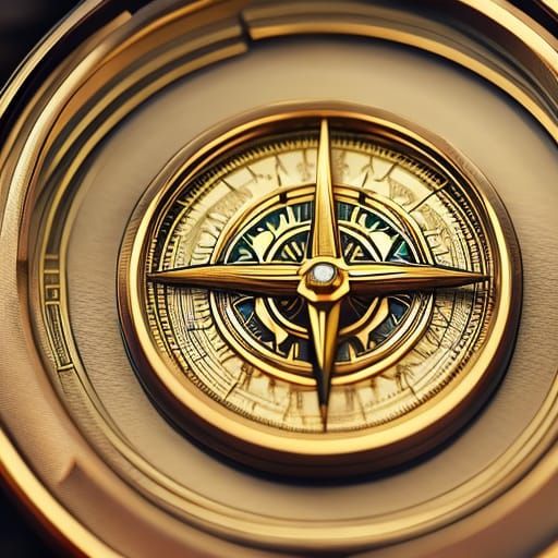 Photorealistic Compass with Gold Filigree