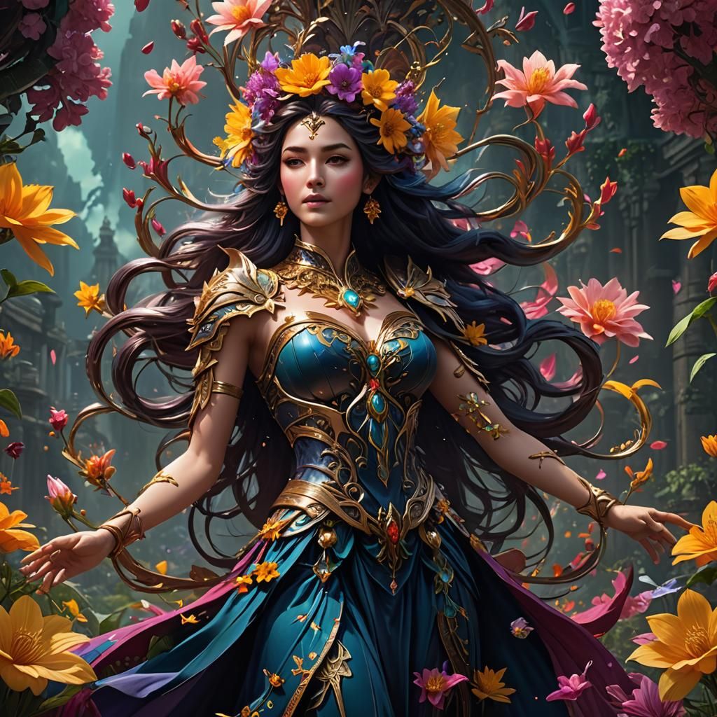 Goddess Transformation into Flower: Fantasy Concept Art