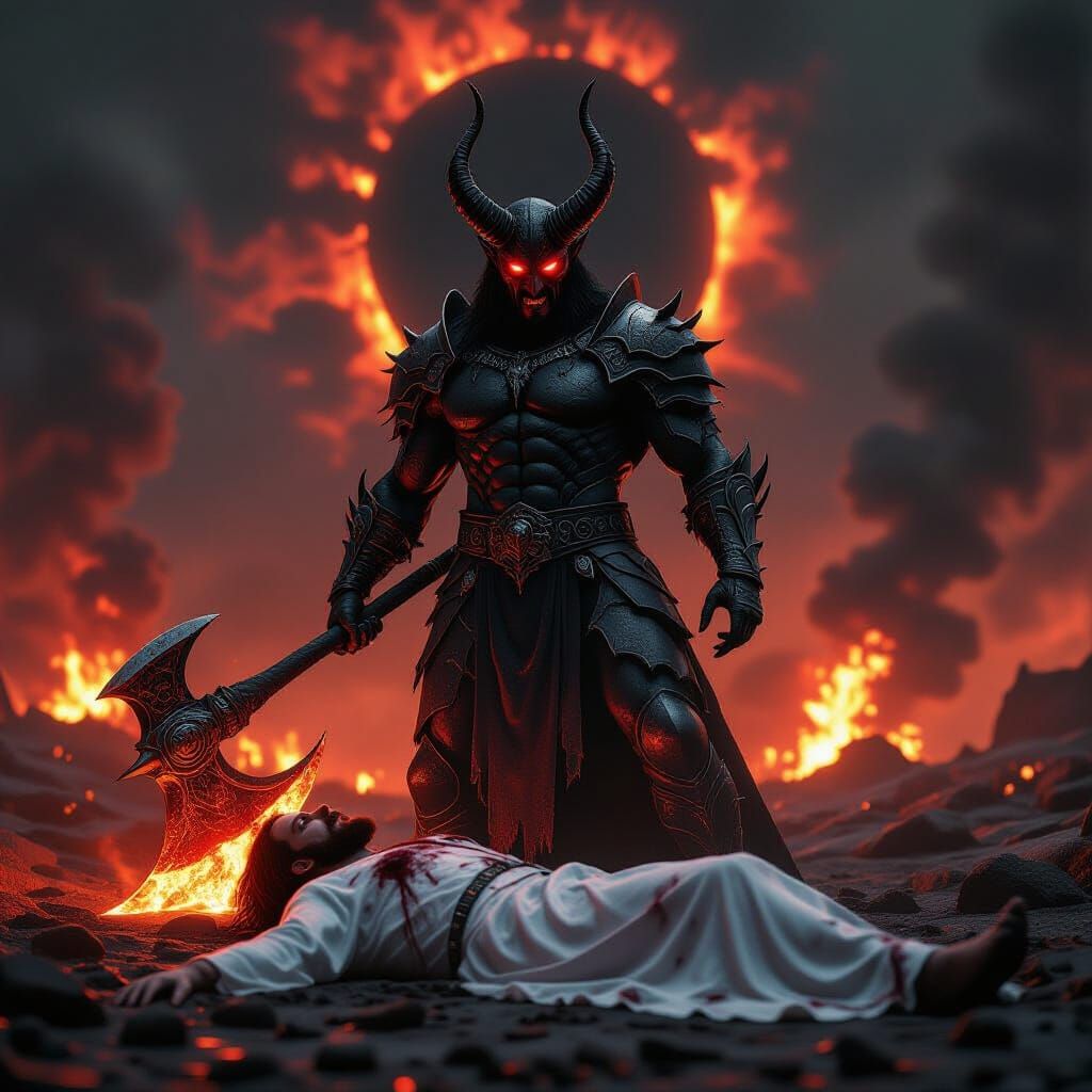 The Devil's Triumph in Apocalyptic Landscape