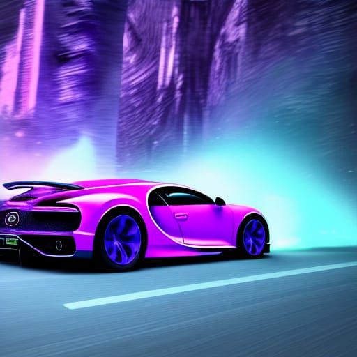 Bugatti Chiron Zooms Through Purple Plasma: Hyperdetailed Ar...