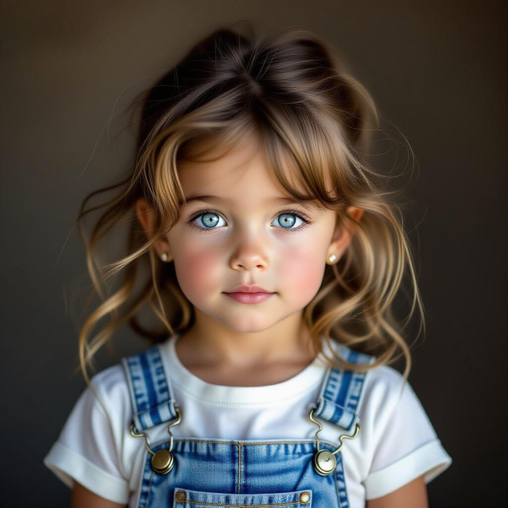 Hyperrealistic Portrait of a Girl with Blue Eyes