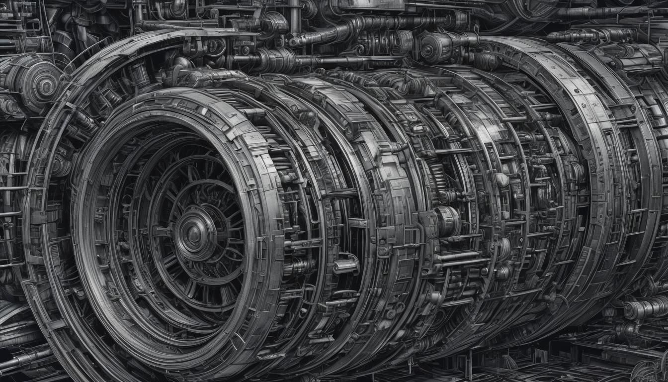 Hyperrealistic Blueprint of a Spaceship in Charcoal