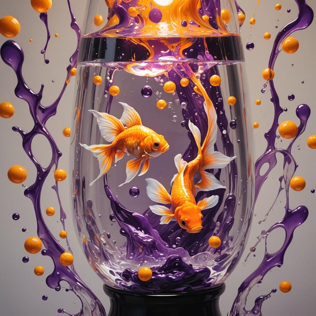 Fantail Goldfish in Retro Lava Lamp: Graffiti Art