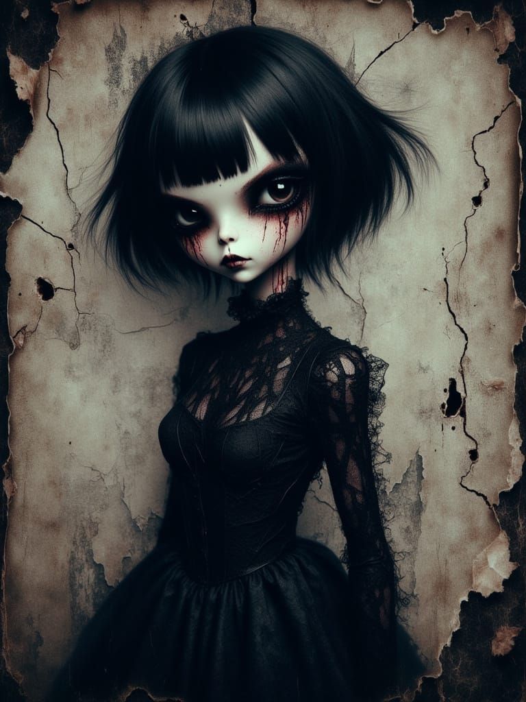 Ethereal Goth Vampire Maiden in Whimsical Victorian Lace