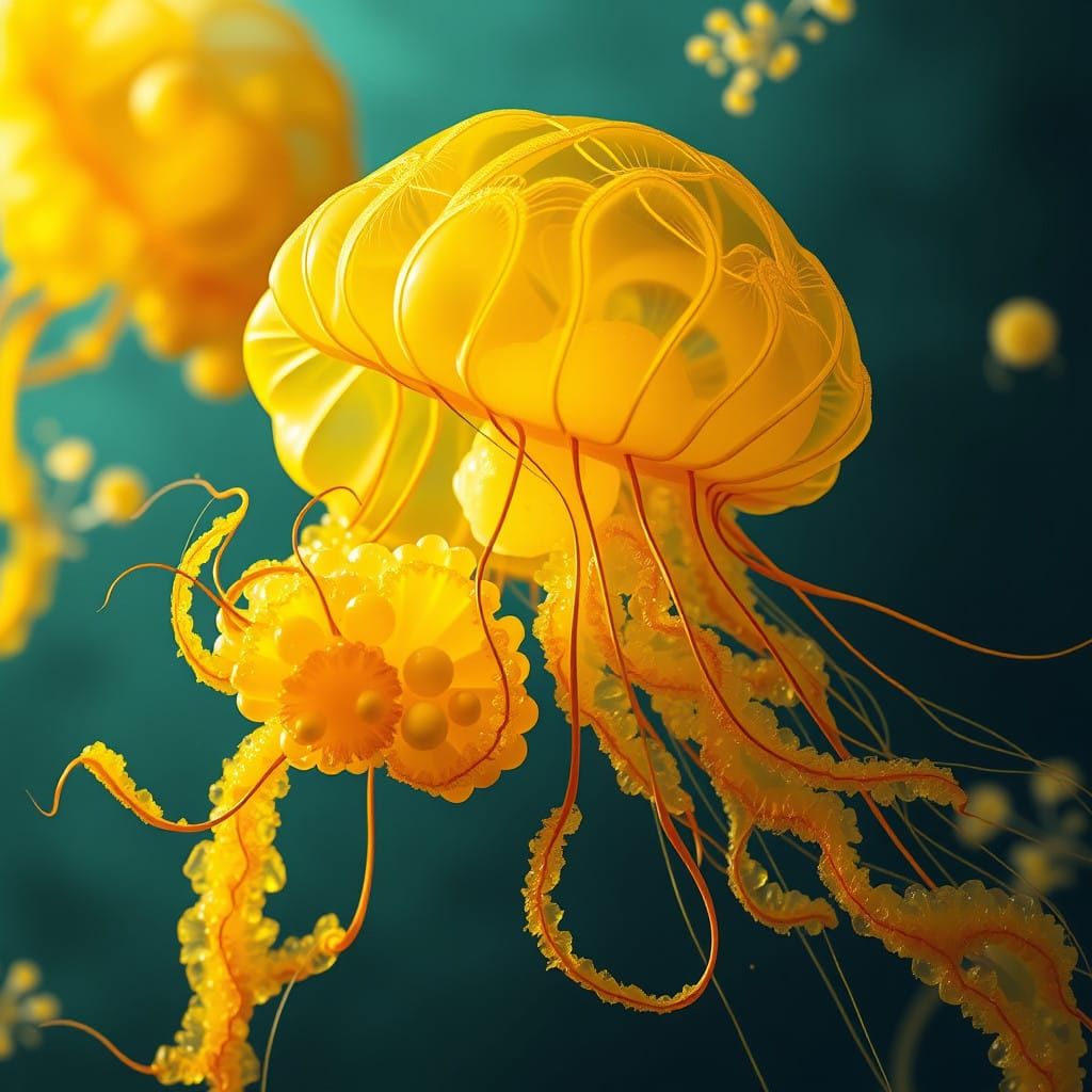 Vibrant Lemon Jellyfish in Ethereal, Citrusy Hues