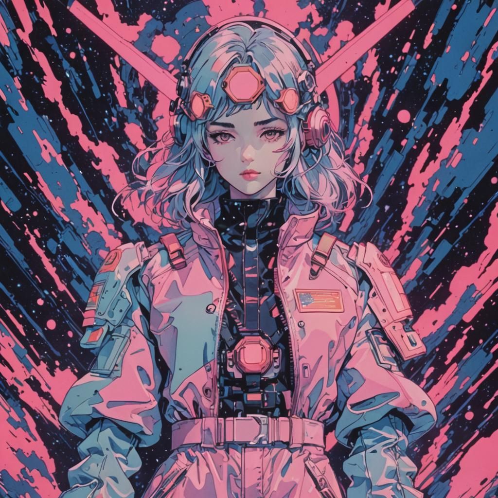 Cyberpunk Astronaut in Dreamcore VHS Style