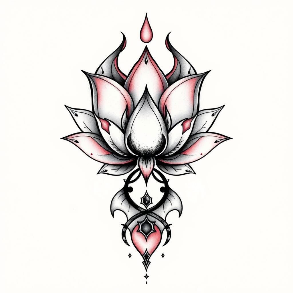 Exquisite Lotus Flower Tattoo Art in Vibrant Watercolor Styl...