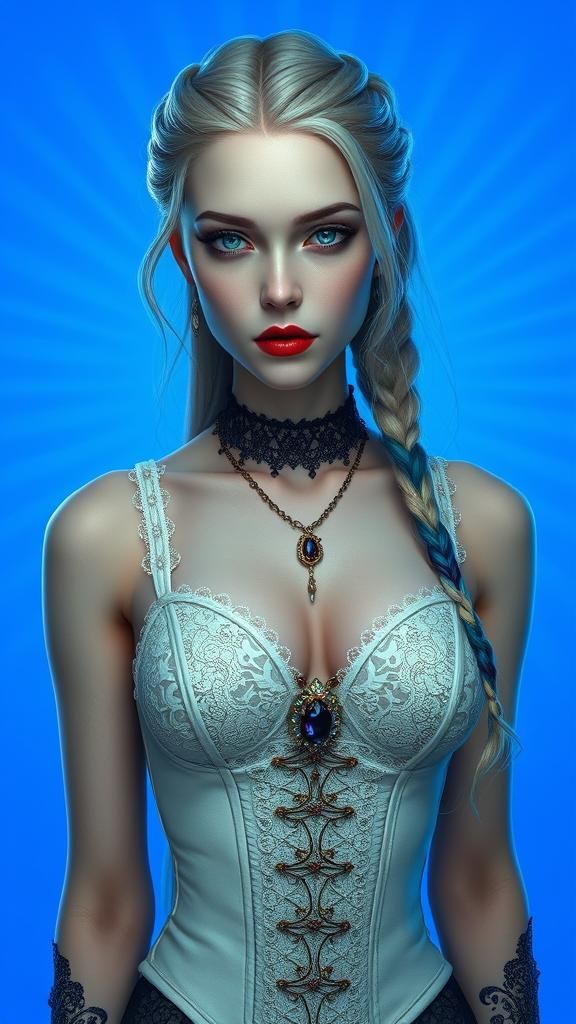 Vampire Woman in Gothic Style, 3D Digital Art