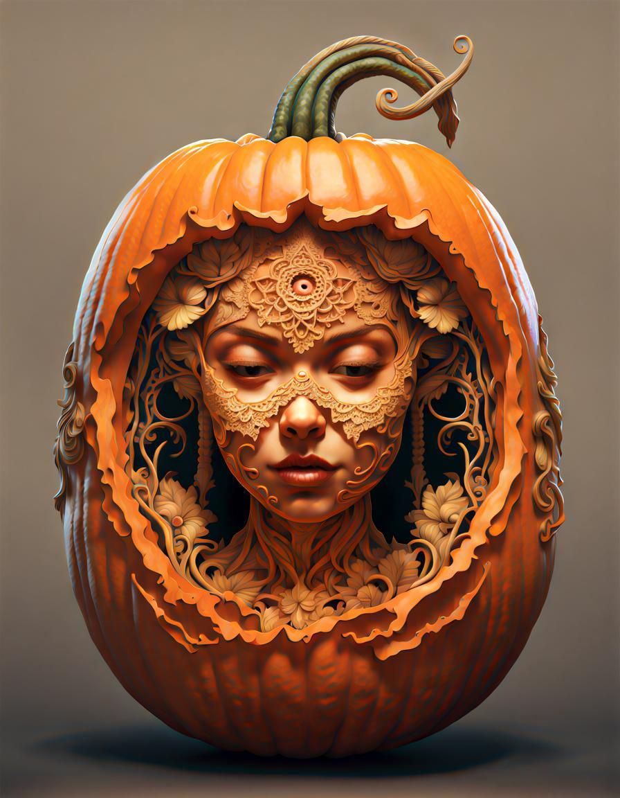 Intricate Lace Carved Pumpkin for Halloween