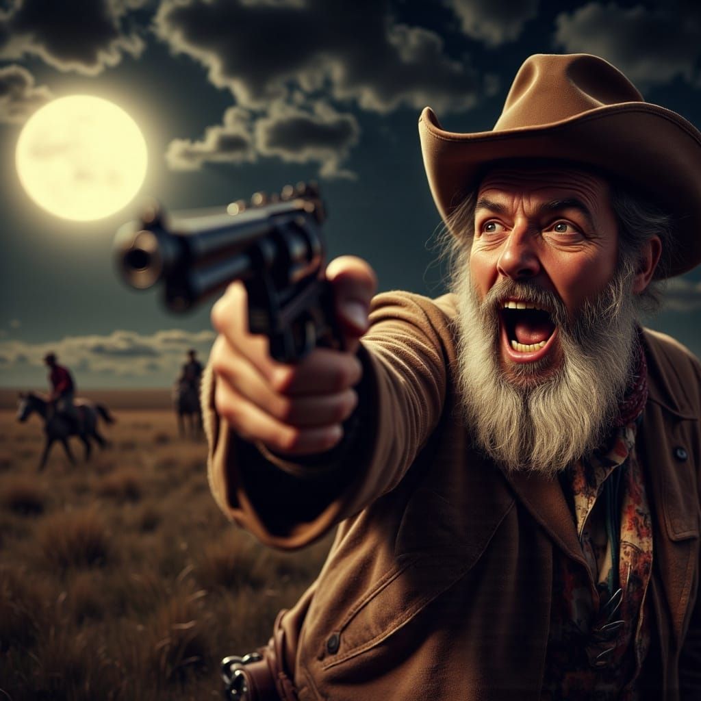 Photorealistic Cowboy Shoots at the Moon