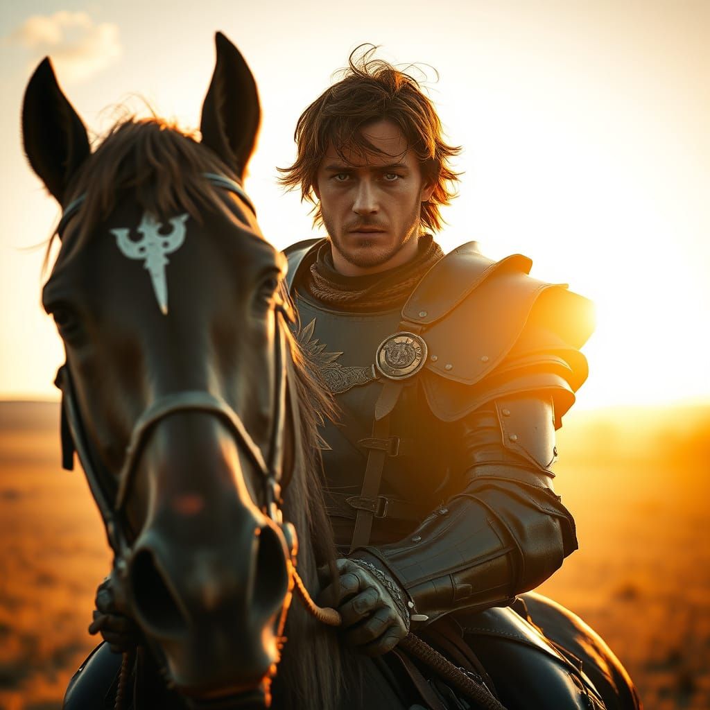 Weary Medieval Knight in Sunlit Field