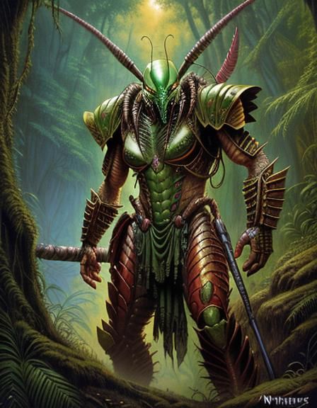 Thri-Kreen Warrior Mantis, By Nita Engle and Josephine Wall and Mark Brooks and Dan Mumford, Yautja (Predator)