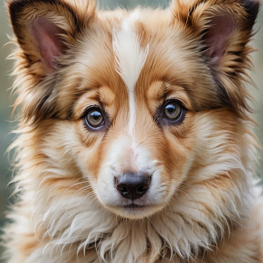 Dreamy Collie Puppy Portrait in Soft Pastel
