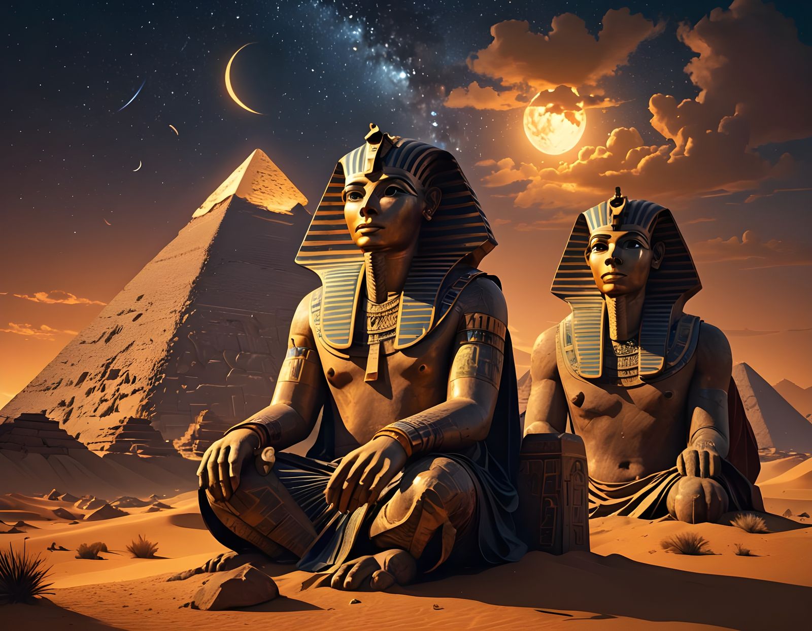 Mystical Ancient Egypt Night Sky: Digital Art