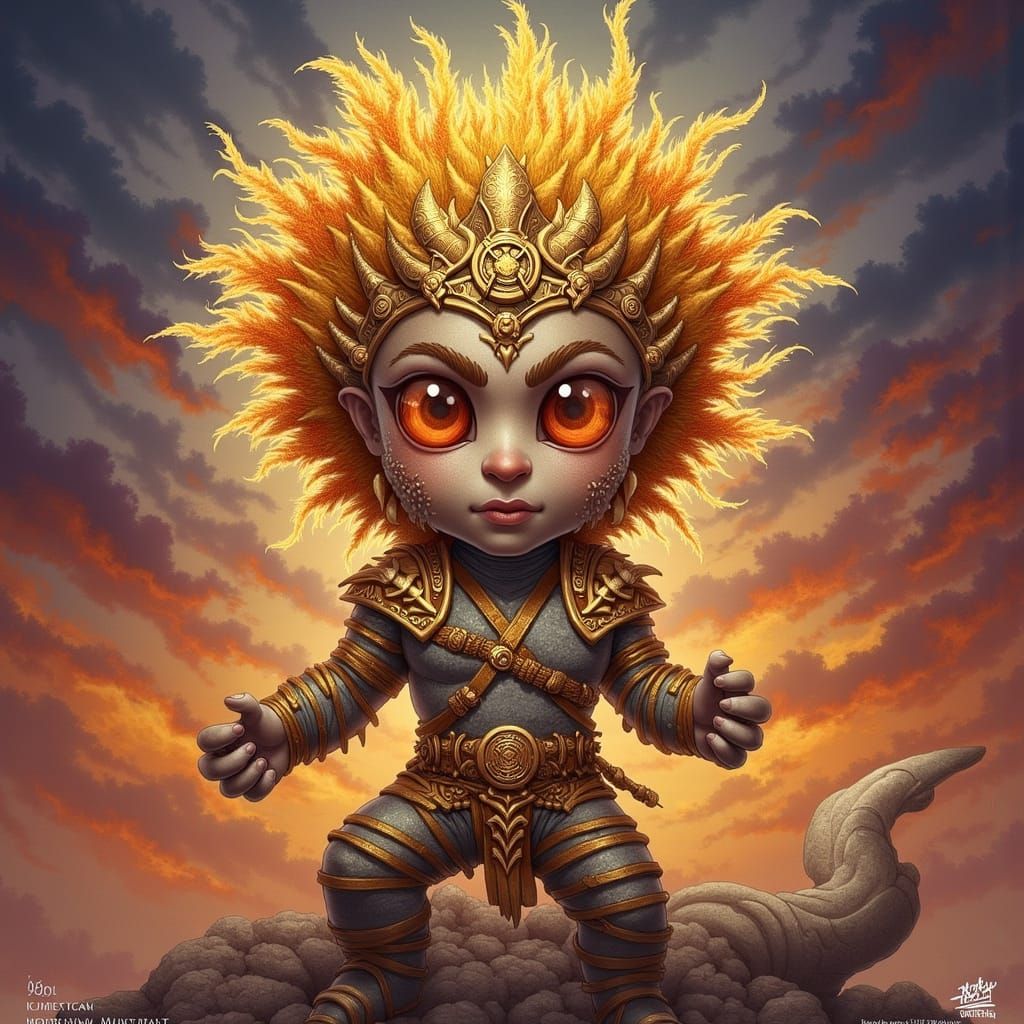 Majestic Chibi Sun God with Golden Bandages