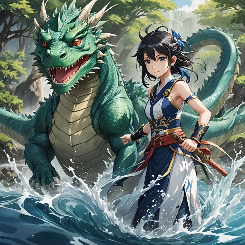 Anime Style Water Dragon Fantasy Art
