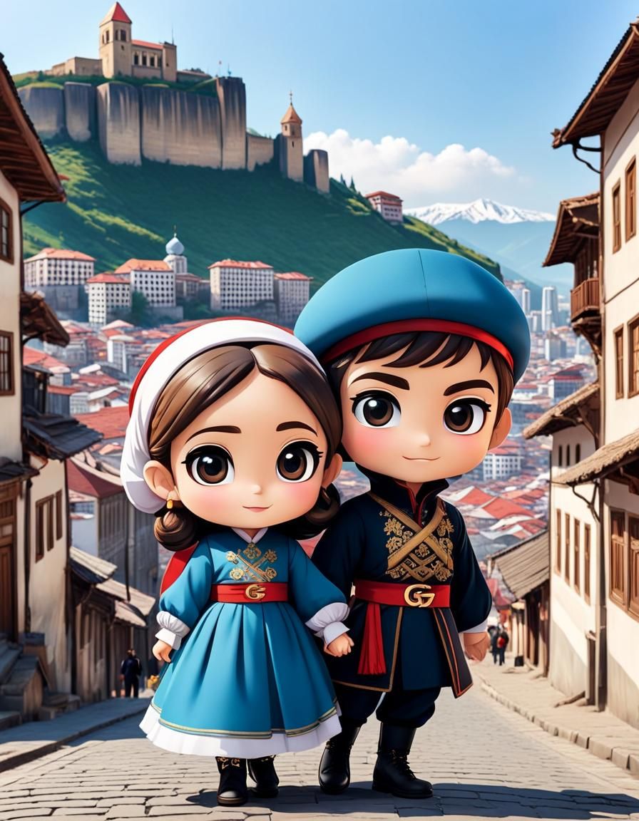 Chibi Georgian Children Explore Tbilisi in 8K