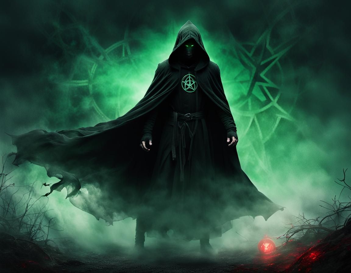 Eerie Hooded Figure in Gothic Dark Fantasy Art