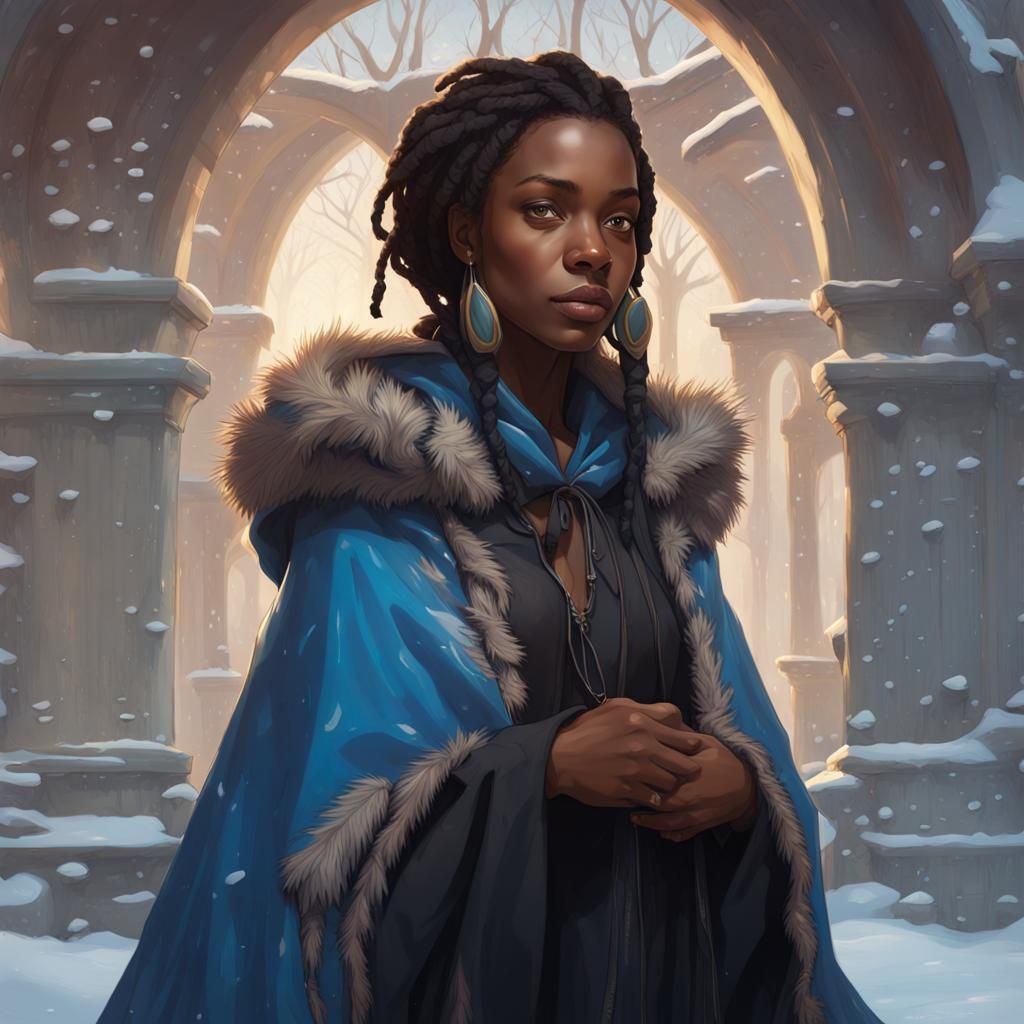 Jamaican Girl in Winter Cloak: Detailed Portrait