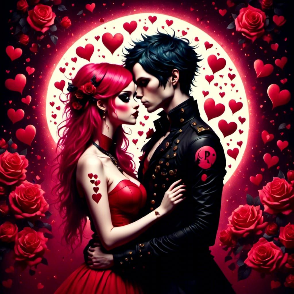 Emo Valentine Chibi Couple with Stardust Effects