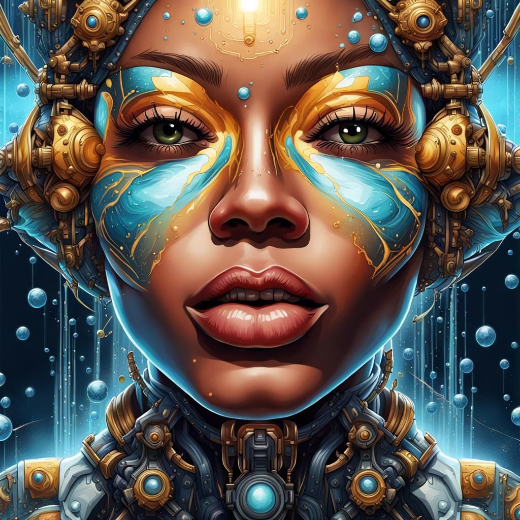 Afrofuturist Woman in Symmetrical Photorealistic Style