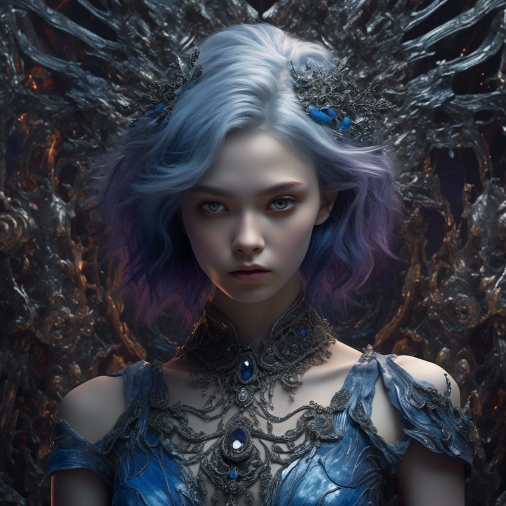 Silver-Eyed Girl with Dagger: Fantasy Concept Art