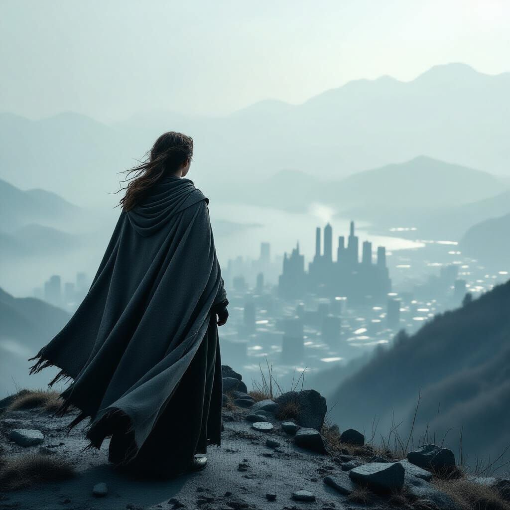 Lone Woman on Desolate Peak, Smog City View