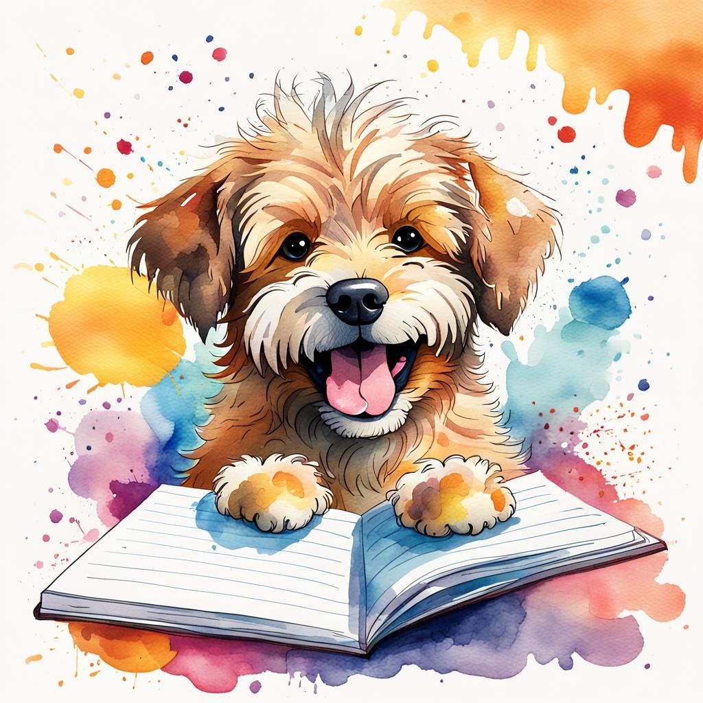 Whimsical Dog Illustration in Playful Sketch Style