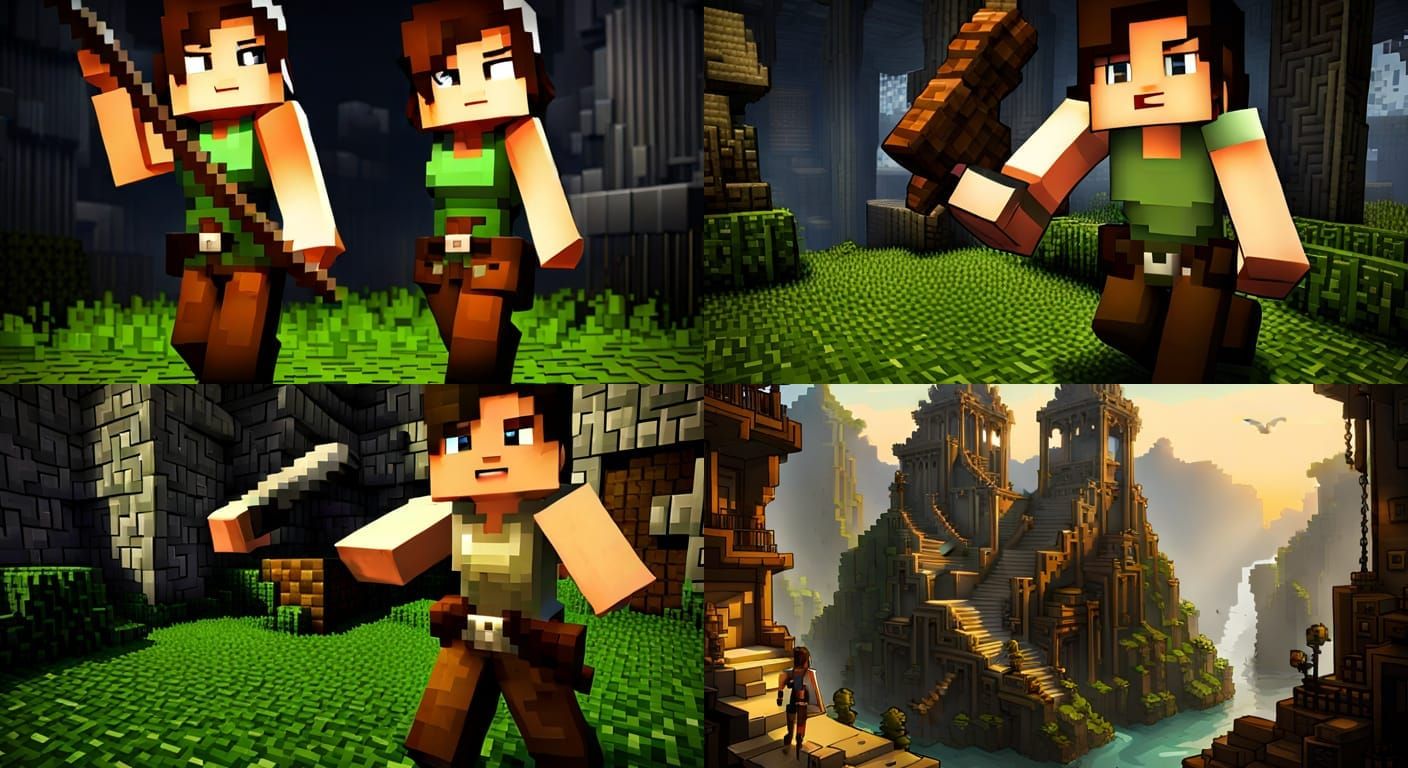 Lara Croft in Minecraft Style